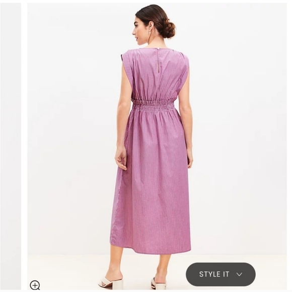 Loft Striped Poplin Midi dress - Picture 2 of 4